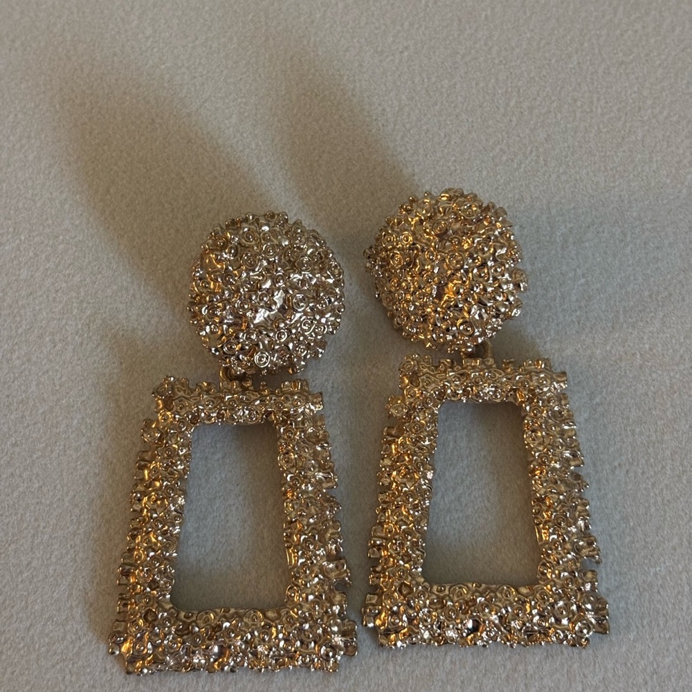gold chunky textured square drop door knockers